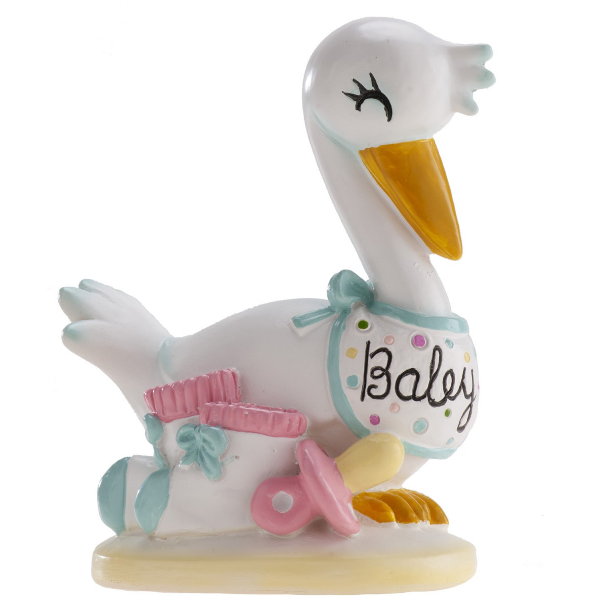 Figurine de gâteau cigogne pour baptême ou baby shower
