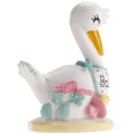 Figurine de gâteau cigogne pour baptême ou baby shower