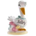 Figurine de gâteau cigogne pour baptême ou baby shower
