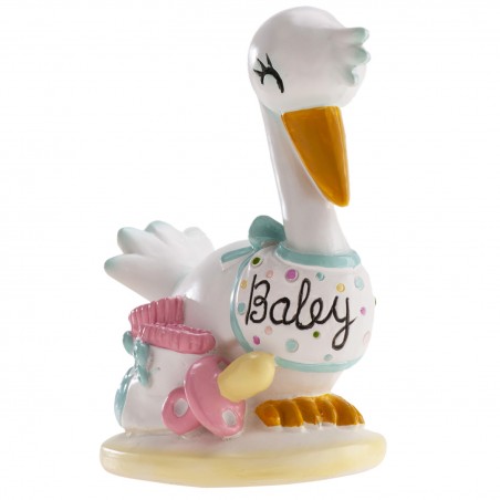 Figurine de gâteau cigogne pour baptême ou baby shower