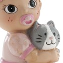 Figurine de gâteau pour le baptême d'une petite fille avec un chaton
