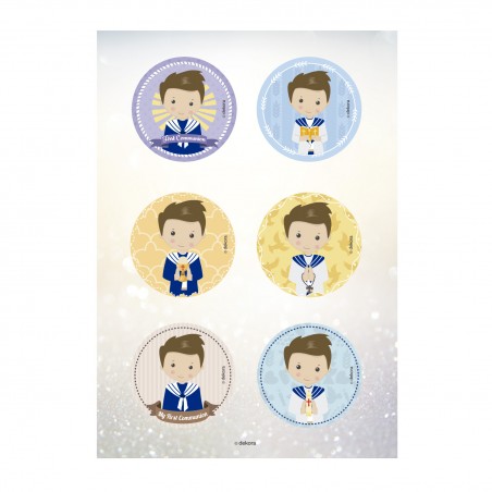 Pack de 6 disques comestibles Boy Communion