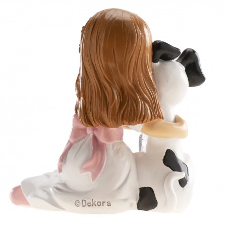 Figure de gâteau communion fille avec chiot