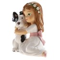 Figure de gâteau communion fille avec chiot
