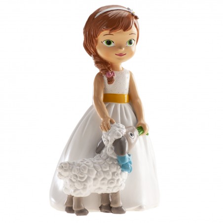 Figure de gâteau fille communion avec un mouton