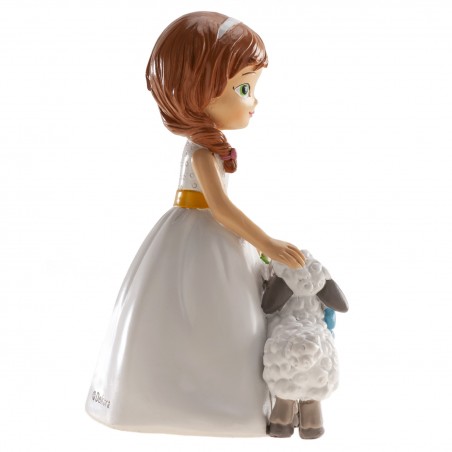 Figure de gâteau fille communion avec un mouton