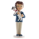 Figure de gâteau enfant communion avec chiot