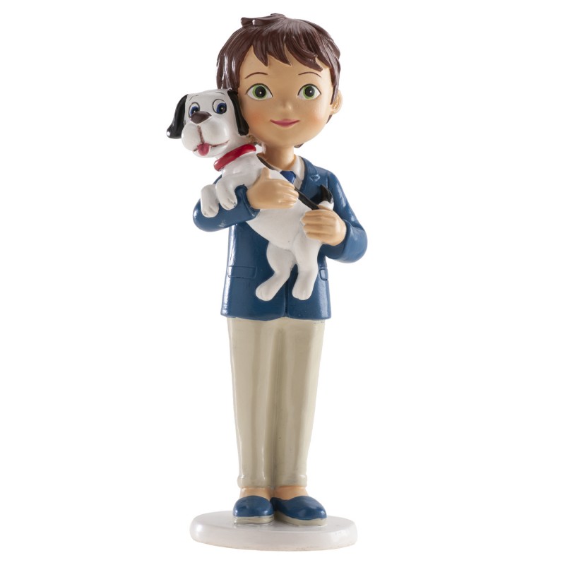 Figure de gâteau enfant communion avec chiot