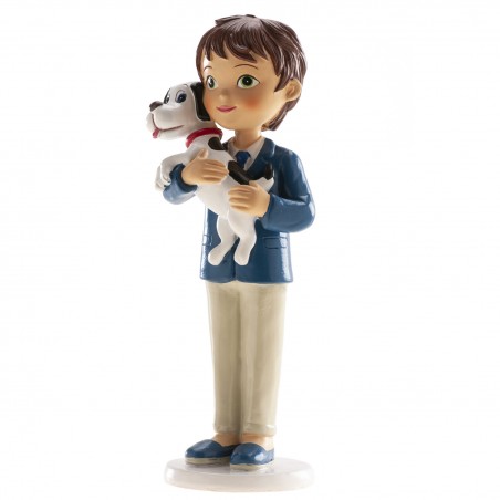 Figure de gâteau enfant communion avec chiot