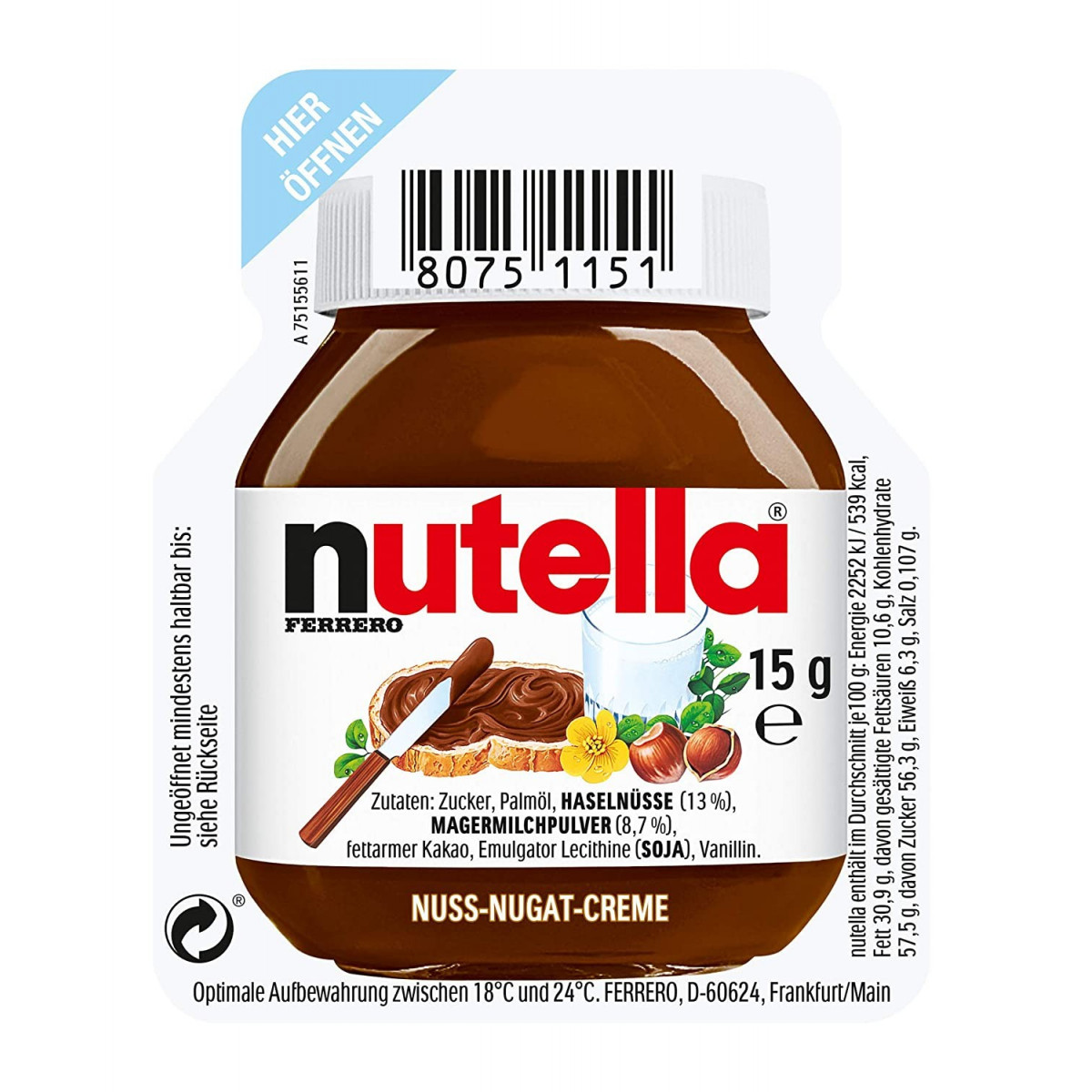 Mini Nutella 15 Grammes Pour 1 Service