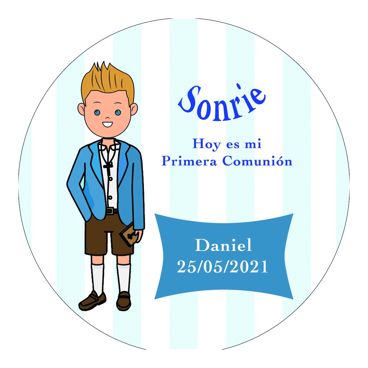 Adhésif rond 3 cm enfant communion