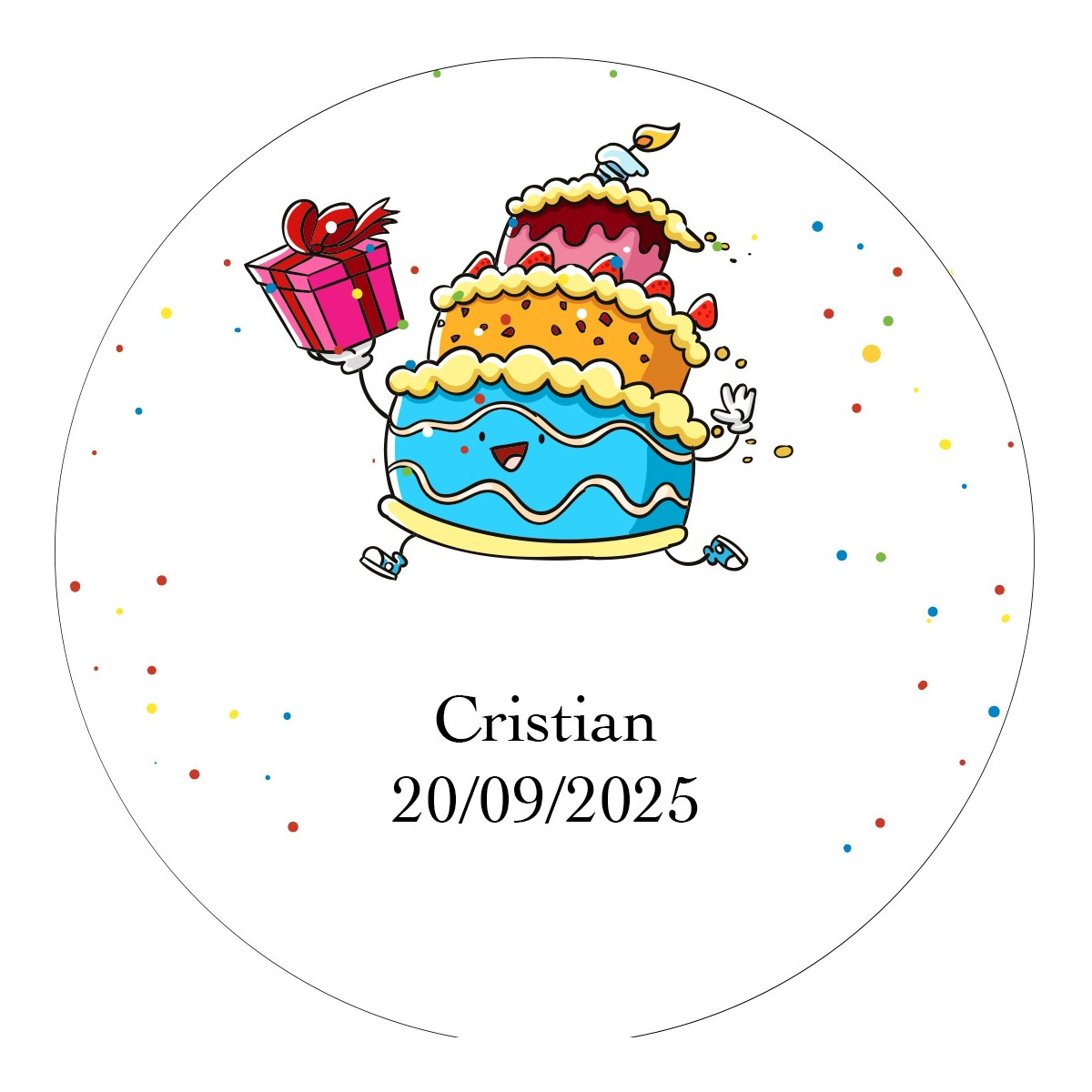 Autocollant d'anniversaire personnalisé de 3 cm