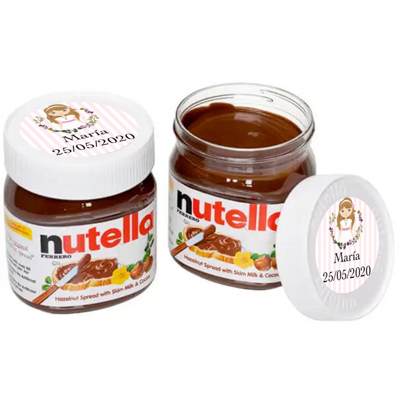 Nutella 25 grammes personnalisé avec adhésif Girl Communion Nutella 25 grammes personnalisé avec adhésif Girl Communion