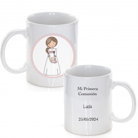 Mug de communion personnalisé pour filles avec une phrase et un nom