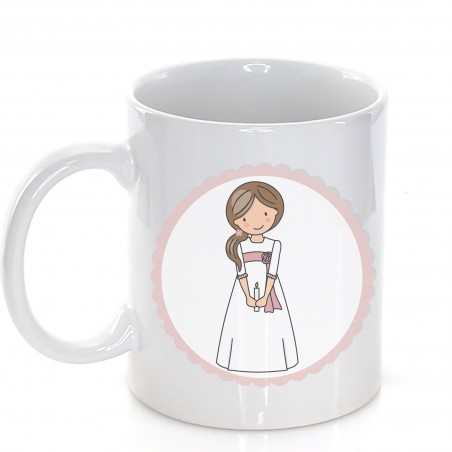 Mug de communion personnalisé pour filles avec une phrase et un nom