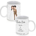 Mug de mariage personnalisé avec phrase, nom et date