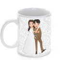 Mug de mariage personnalisé avec phrase, nom et date