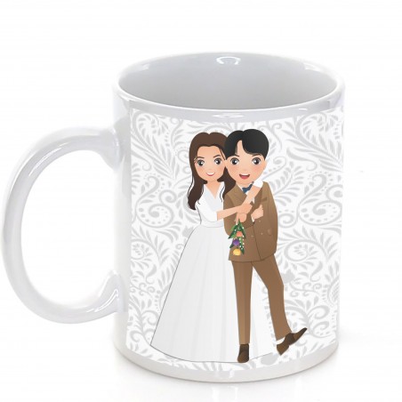 Tasse de mariage personnalisée avec phrase nom et date