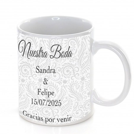 Tasse de mariage personnalisée avec phrase nom et date