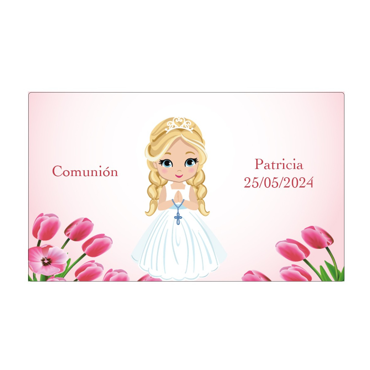 Autocollants de communion personnalisés pour fille avec nom et date