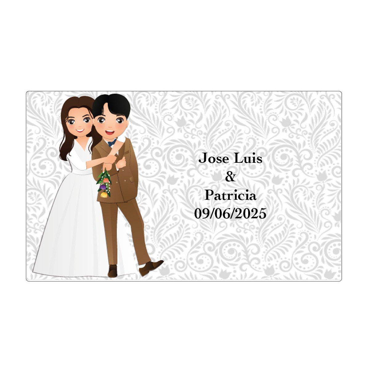 Autocollant de mariage personnalisé avec noms et date