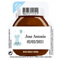 Nutella de 15 grammes pour un service personnalisé avec autocollant de baptême enfant