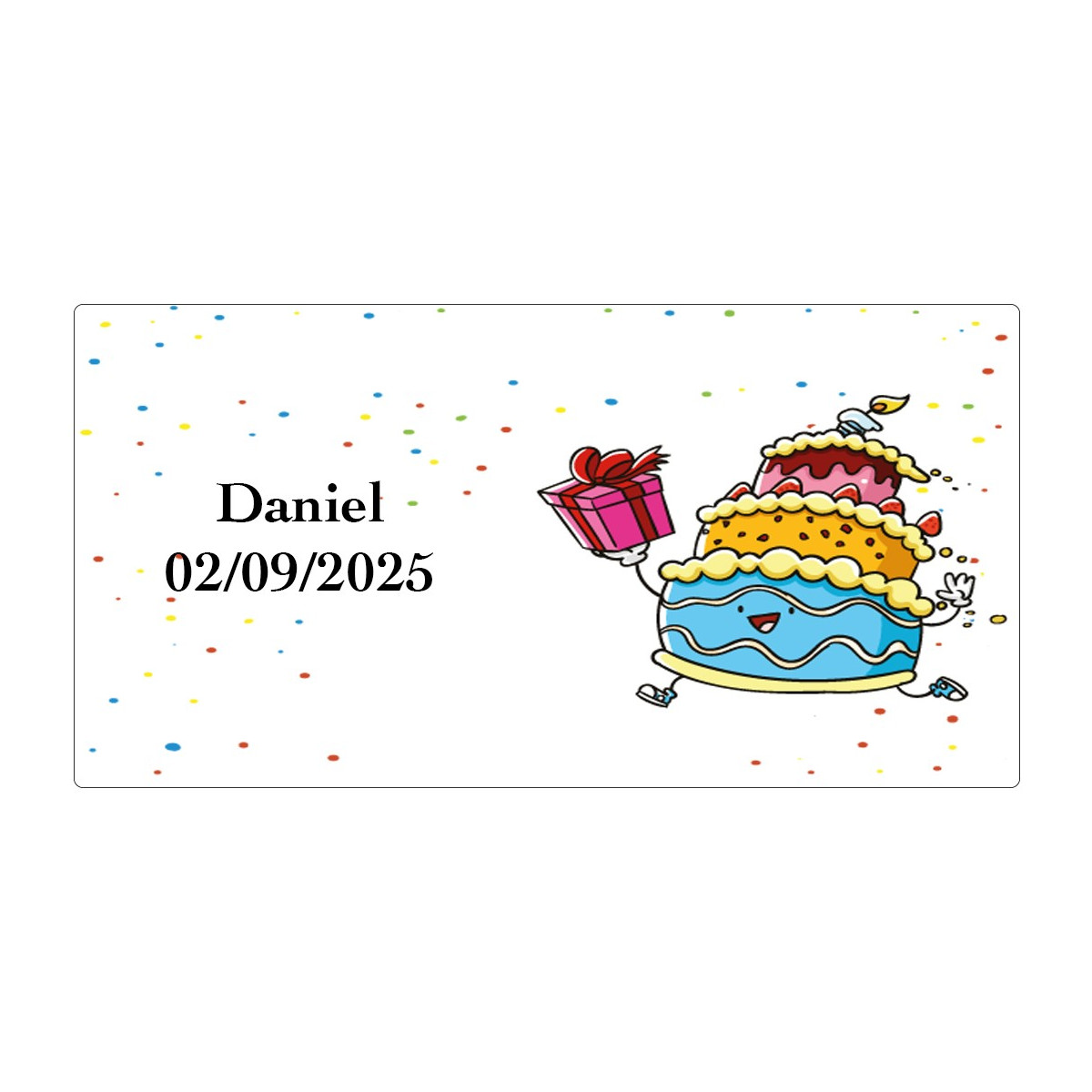 Autocollant d'anniversaire personnalisé avec noms et date