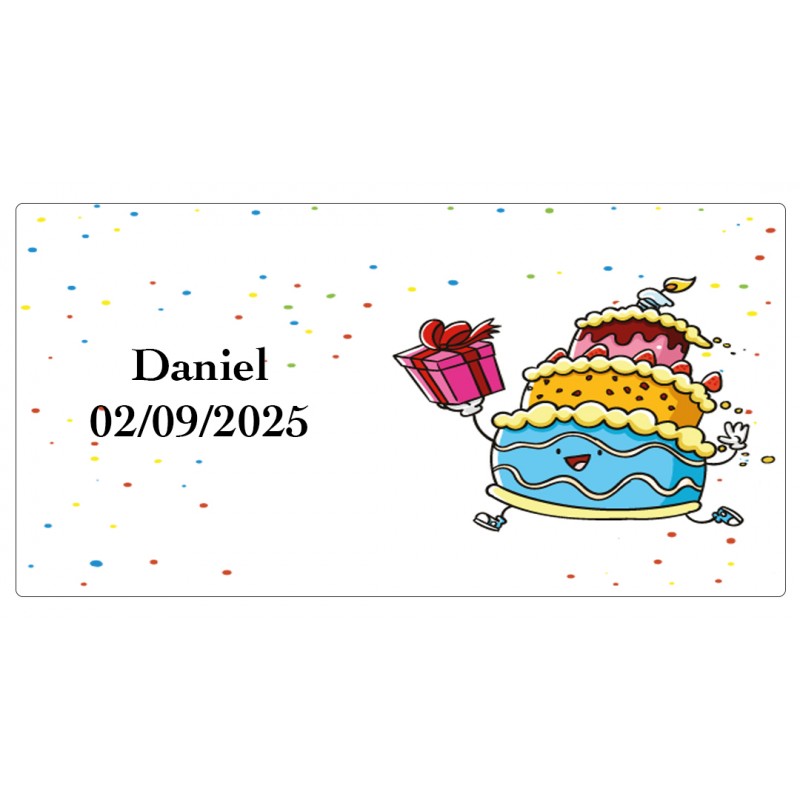 Autocollant d'anniversaire personnalisé avec noms et date
