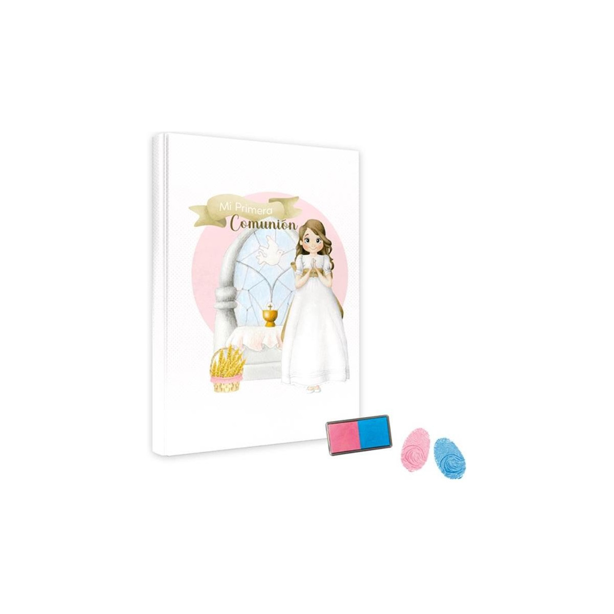 Livre fille communion avec tampon pour empreinte