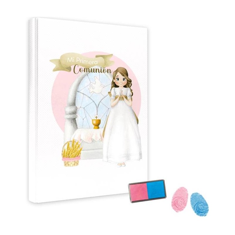 Livre fille communion avec tampon pour empreinte