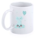 Tasse de baptême éléphant bleu personnalisée avec nom, date et dédicace