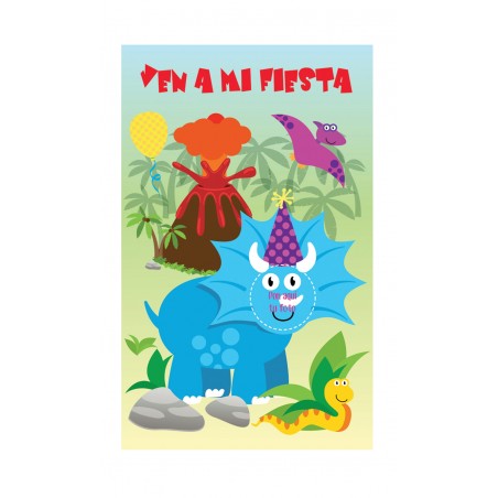 Blister de 8 Invitations Fête Dinosaure