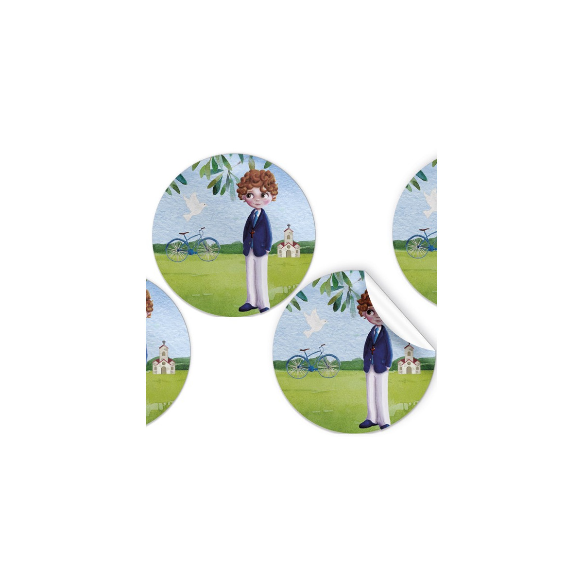 Pack de 96 autocollants enfant communion de 4 cm