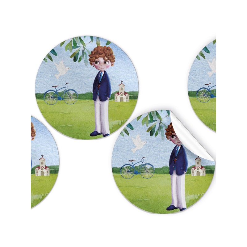 Pack de 96 autocollants enfant communion de 4 cm