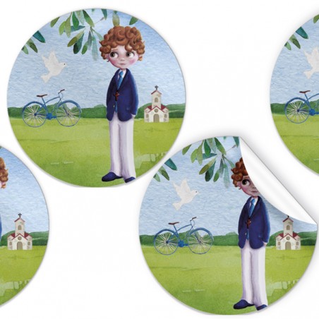 Pack de 96 autocollants enfant communion de 4 cm