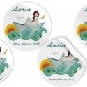 Pack de 96 autocollants fille communion en bateau en papier