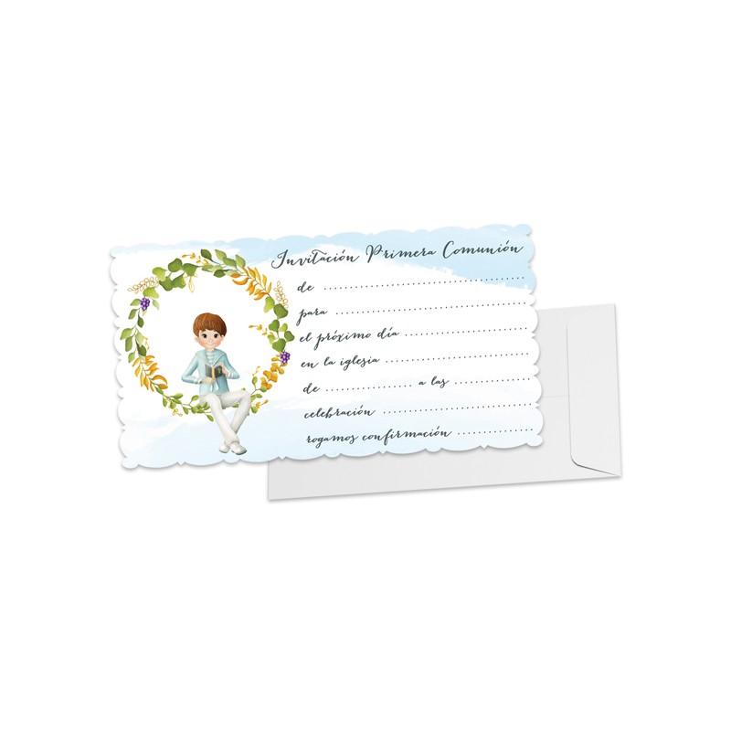Pack de 10 invitations enfant communion avec enveloppe