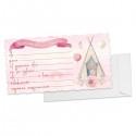 Pack de 10 invitations de communion rose avec rose