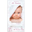 Support mobile de baptême dans les tons roses avec espace pour deux photographies