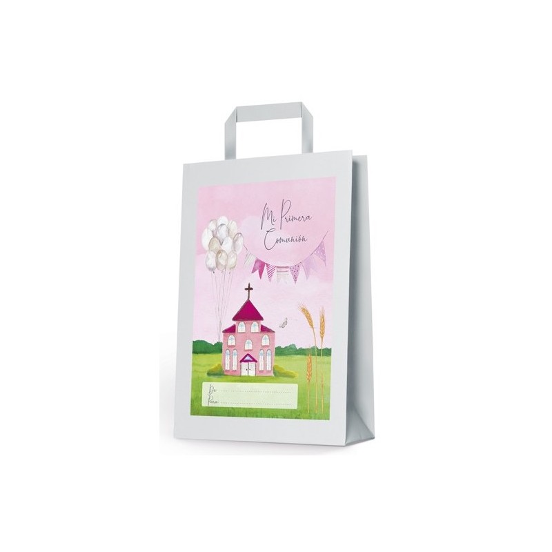 Sac en toile de communion rose pour église