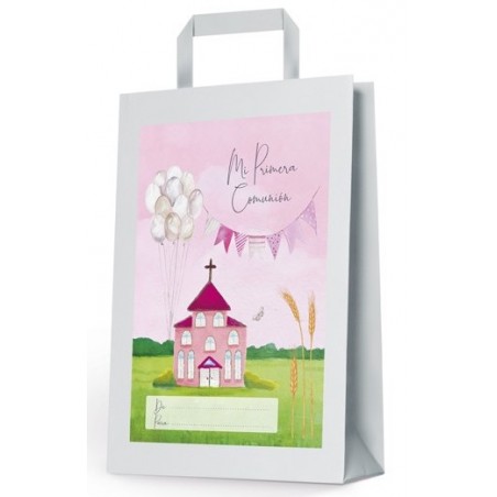 Sac en toile de communion rose pour église