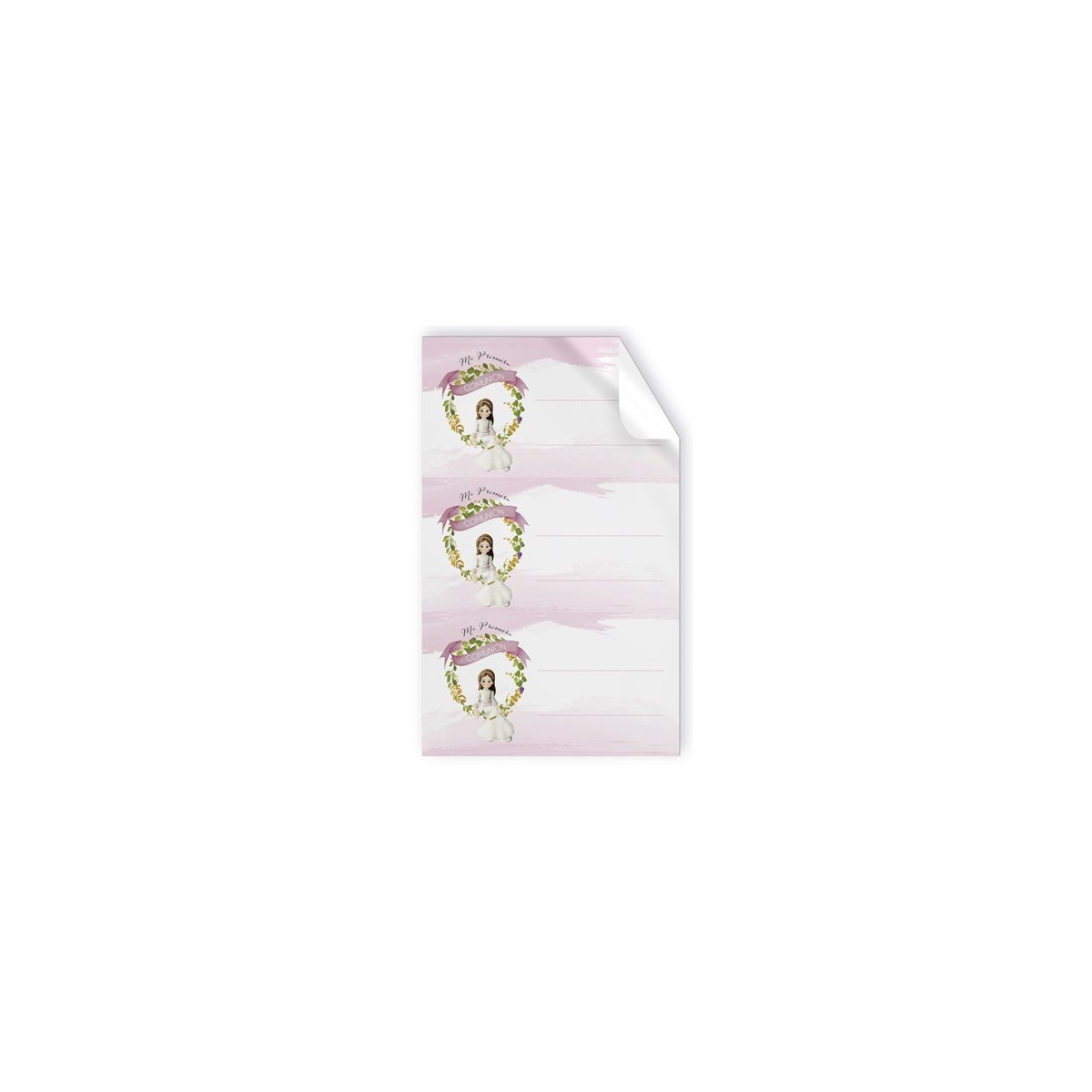 Pack de 9 autocollants fille communion assise