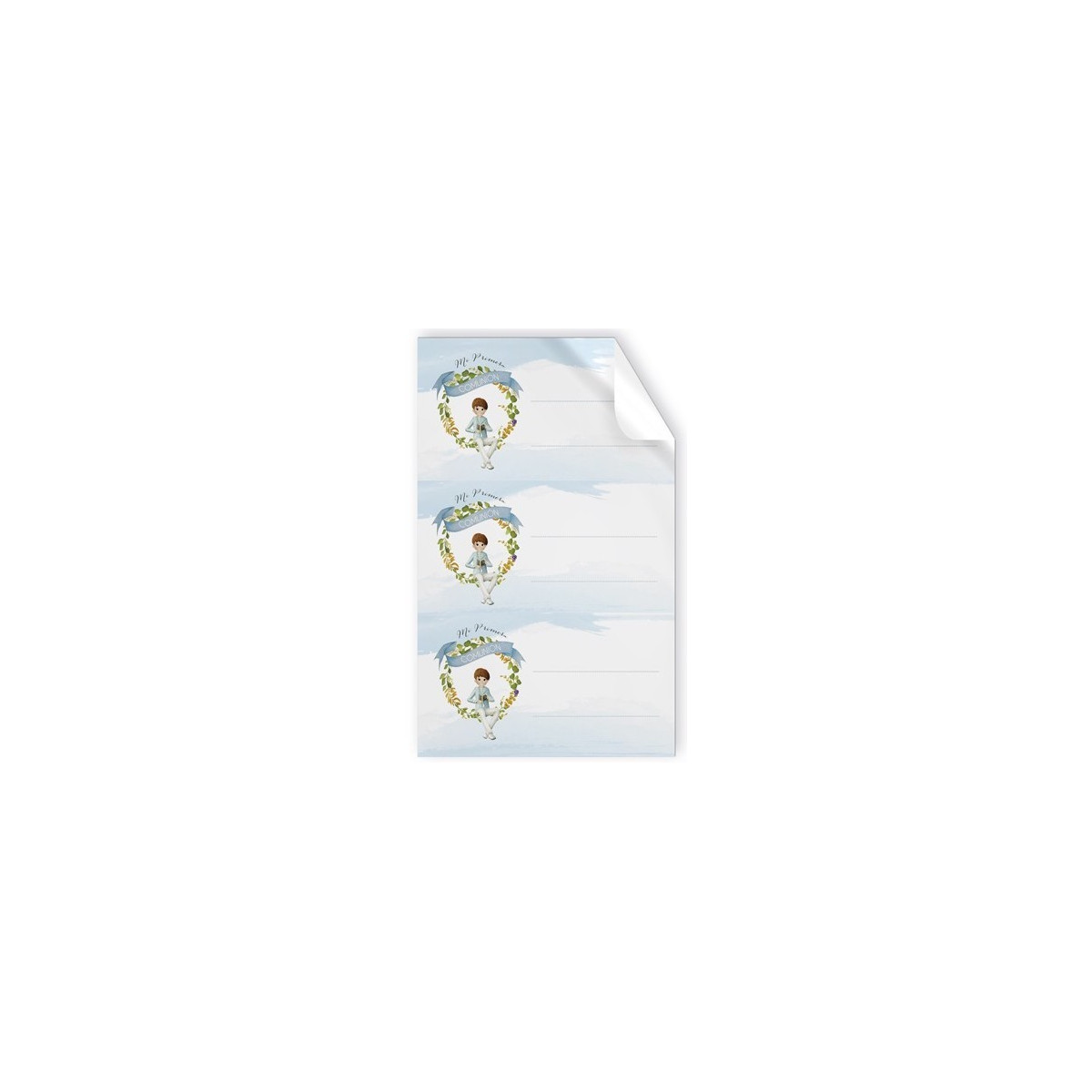 Pack de 9 autocollants enfant communion assis