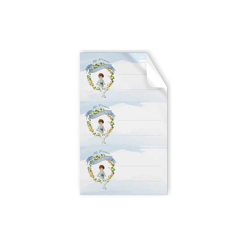 Pack de 9 autocollants enfant communion assis
