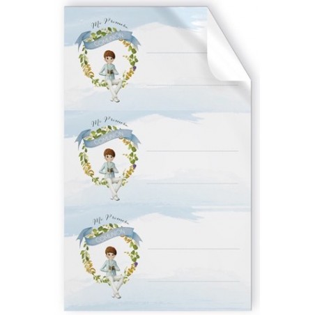 Pack de 9 autocollants enfant communion assis