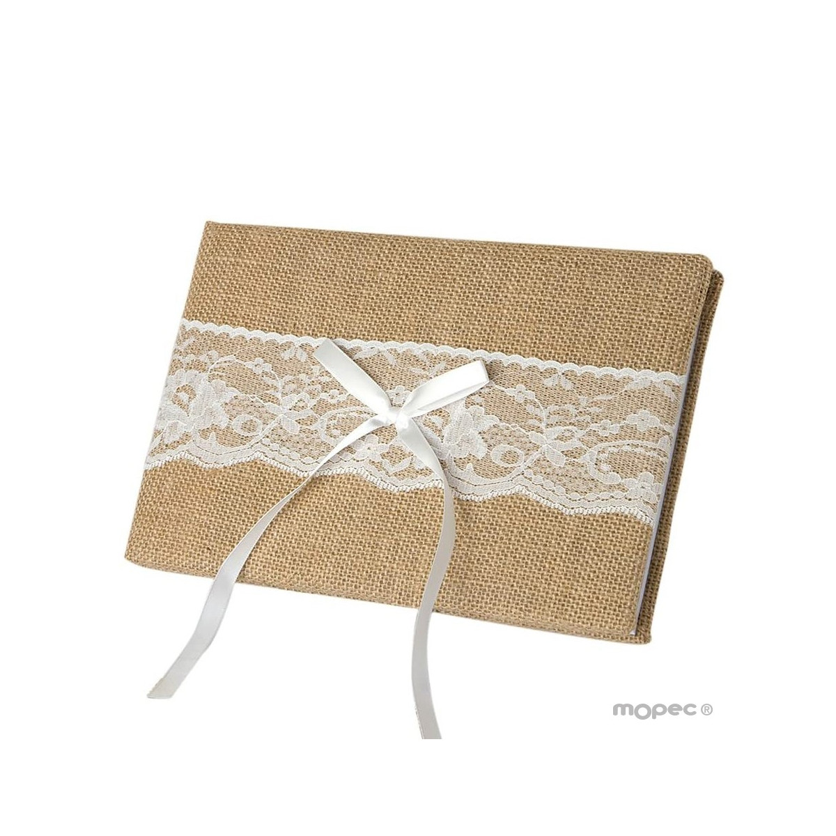 Livre d'or en jute et dentelle dans une boîte cadeau 25x16cm.(74pages) dans boîte cadeau