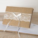 Livre d'or en jute et dentelle dans une boîte cadeau 25x16cm.(74pages) dans boîte cadeau