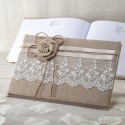 Livre de signature pour mariage en jute et dentelle