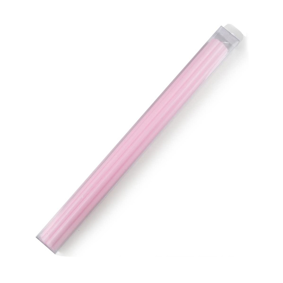 Cierge de baptême rose cannelé présenté dans une boîte 40x3,2 cm