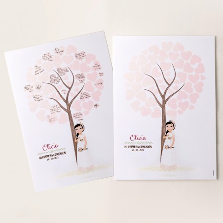 Feuille de signature fille Communion Romantique 42x29,5cm